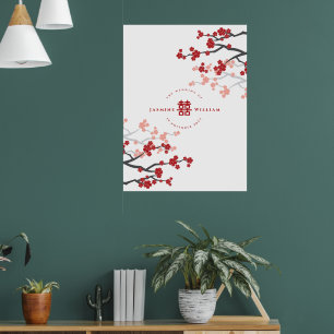 Körsbärsblommor & Dubbel Lycka Kinesisk Bröllop Poster