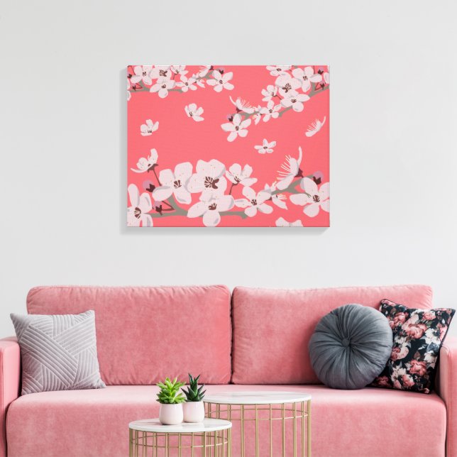 Körsbärsblommor Flytande Blommor Canvastryck (Insitu (Vardagsrum))