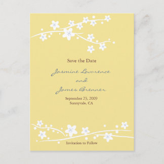 Körsbärsblommor i gult meddelande vykort