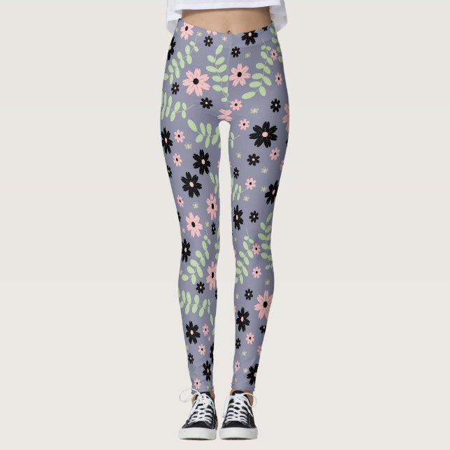 körsbärsblommor mönster leggings (Framsida)