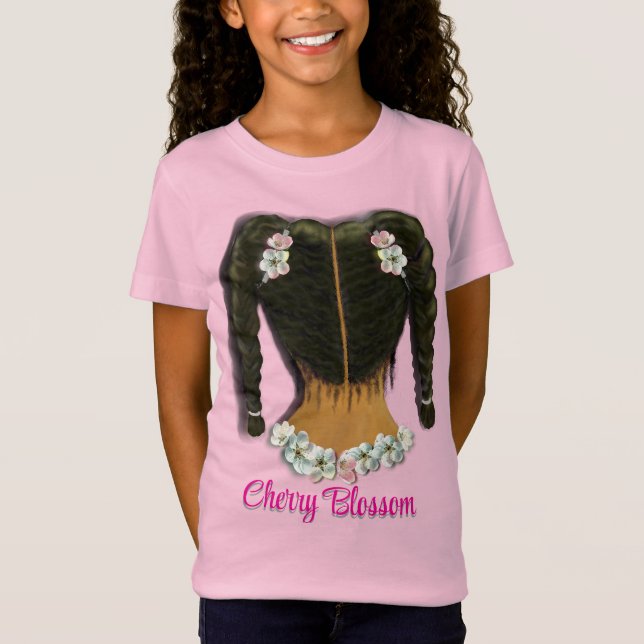 Körsbärsblommor och flätor t shirt (Framsida)
