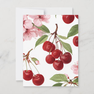 Körsbärsblommor och körsbär julkort