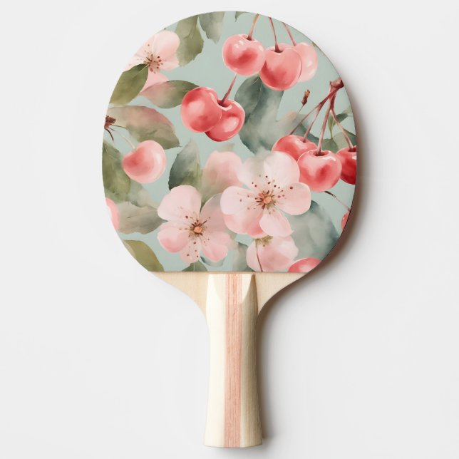 Körsbärsblommor och körsbär Vårkonst  Pingisracket (Framsidan)