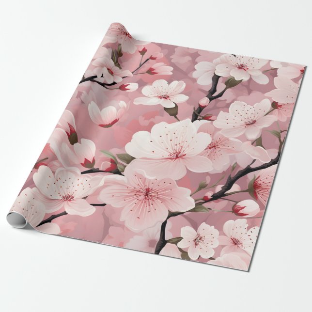 Körsbärsblommor Presentpapper (Utrullad)