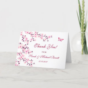 Körsbärsblommor Rosa Bröllop Tack Kort