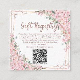 Körsbärsblommor Rose Guld Sweet Sixteen QR-gåva Tilläggskort