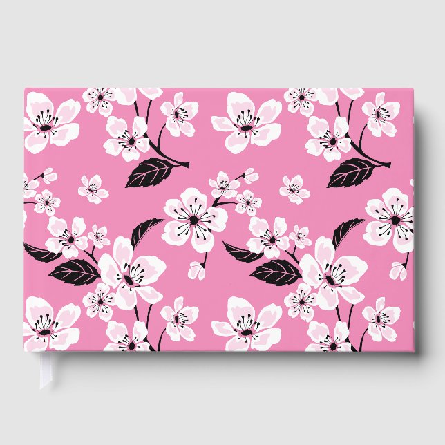 KÖRsbärsblommor - SAKURA-MÖNSTER I LJUS ROSA Gästböcker (Framsida)