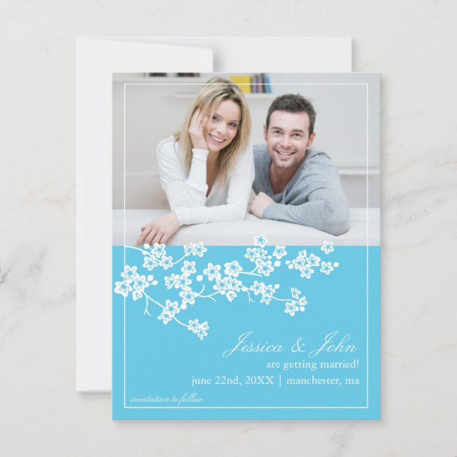 Körsbärsblommor Spara Datum Fotoinbjudan Datumet (Framsida)