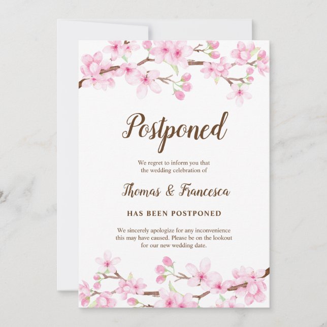 Körsbärsblommor Uppställt Bröllopsmeddelande Inbjudningar (Framsida)