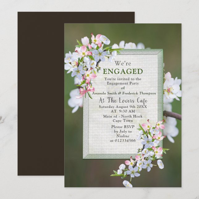 Körsbärsblommor Vårfest Inbjudningar (Fram/baksida)