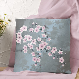 Körsbärsblomning Blommigt Dammrosa Dammblå Kudde