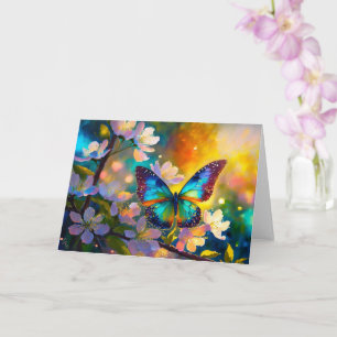 Körsbärsblomning Fantasi Soluppgång Fjäril Kort