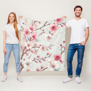 Körsbärsblomning Fleecefilt