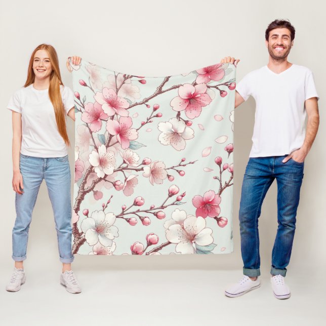 Körsbärsblomning Fleecefilt (På plats)