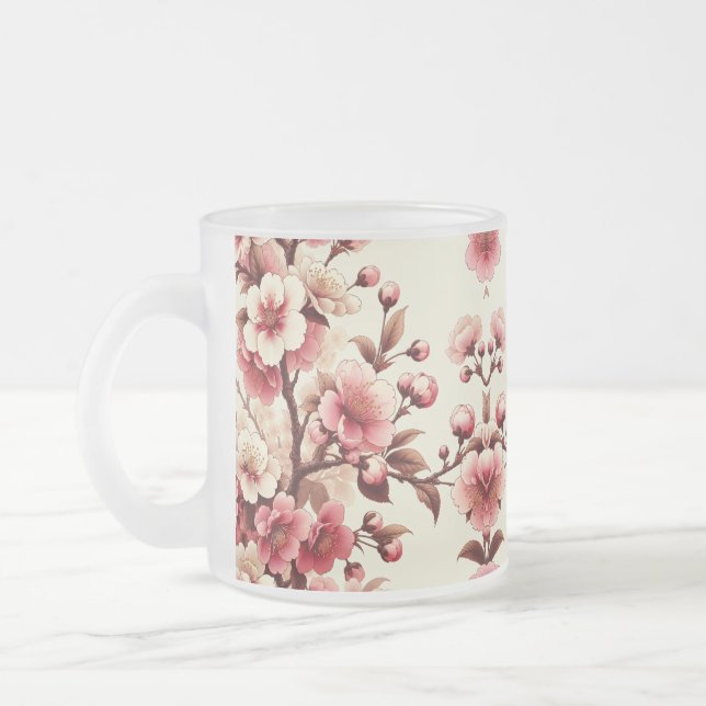 Körsbärsblomning Frostad Glasmugg (Vänster)