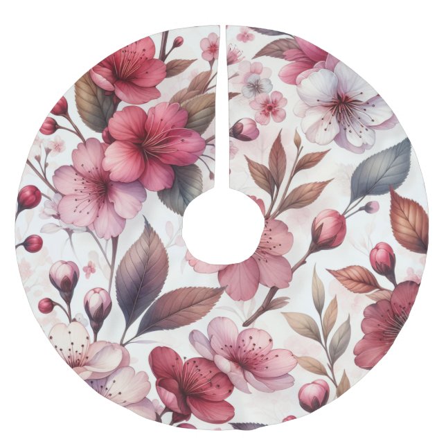 Körsbärsblomning Julgransmatta Borstad Polyester (Framsidan)