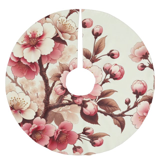 Körsbärsblomning Julgransmatta Borstad Polyester (Framsidan)