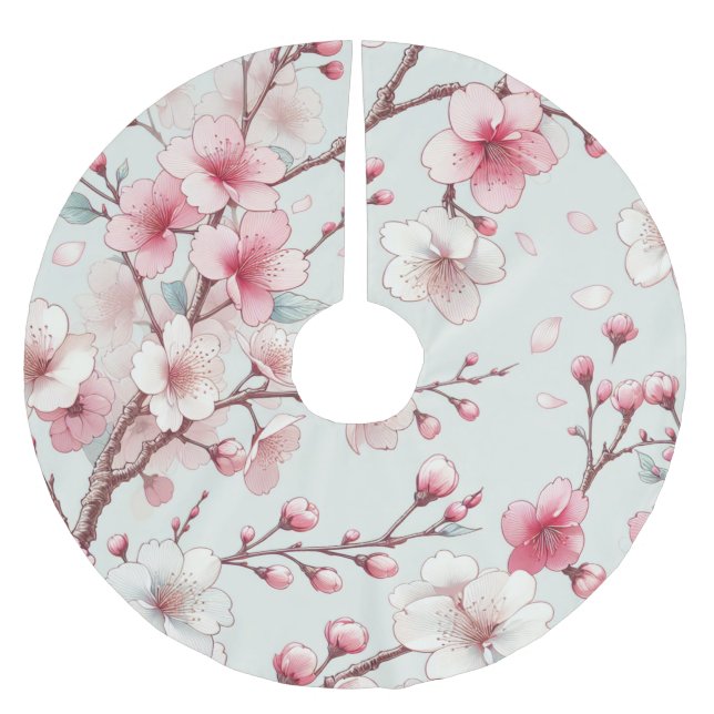 Körsbärsblomning Julgransmatta Borstad Polyester (Framsidan)