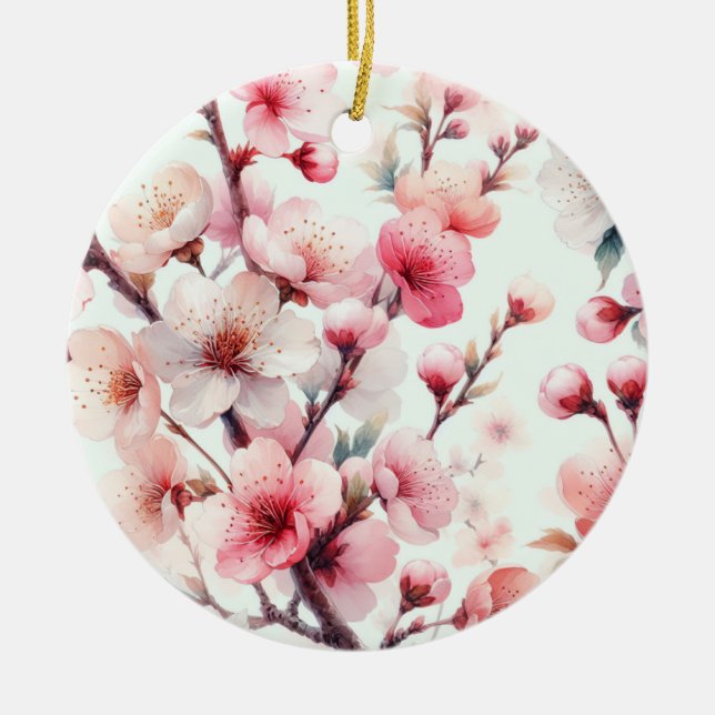 Körsbärsblomning Julgransprydnad Keramik (Framsidan)