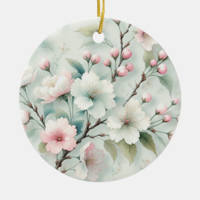 Körsbärsblomning Julgransprydnad Keramik (Framsidan)