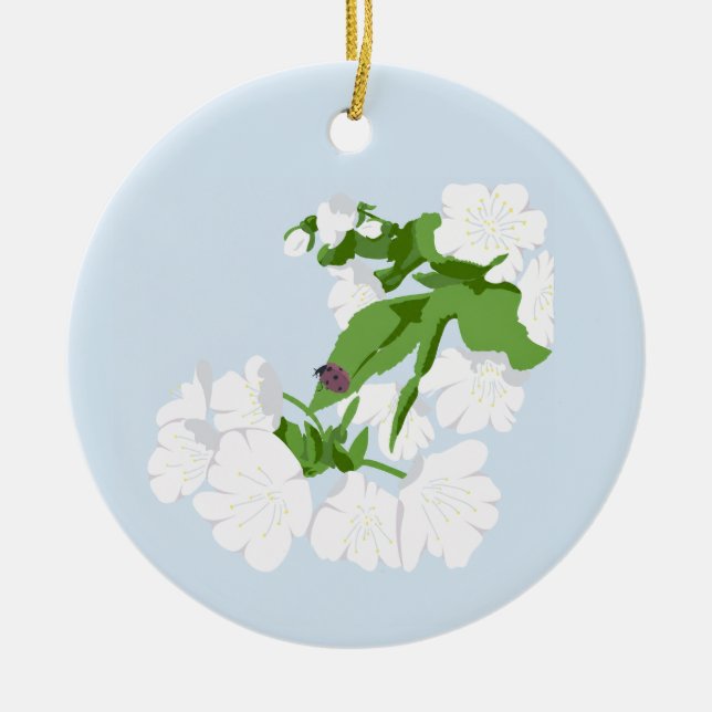 Körsbärsblomning Julgransprydnad Keramik (Framsidan)