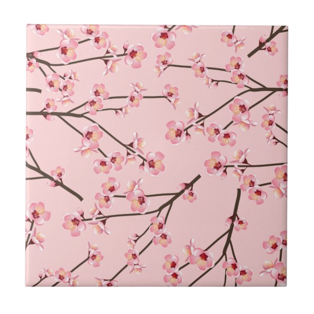 Körsbärsblomning Kakelplatta (Framsidan)
