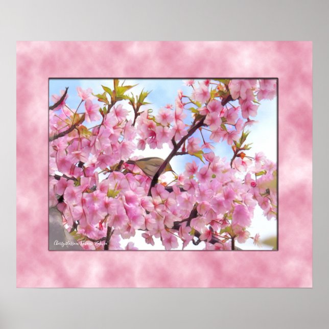 Körsbärsblomning "Kawazu-Zakura"-affisch Poster (Framsidan)
