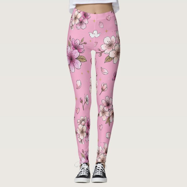 Körsbärsblomning Leggings (Framsida)