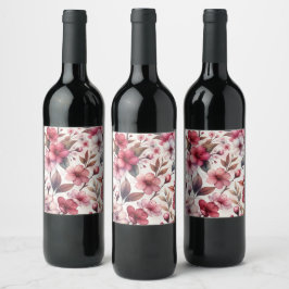 Körsbärsblomning Vinflaska Etikett