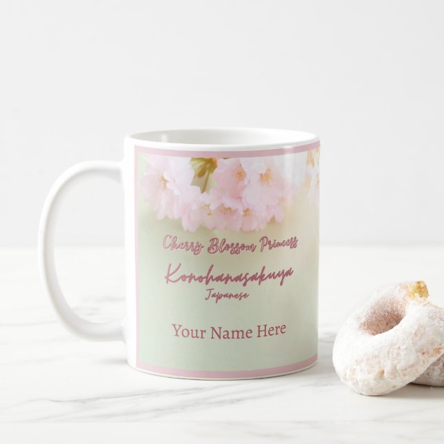 Körsbärsblomprinsessa Japanskt tema med katt Kaffemugg (Med munk)