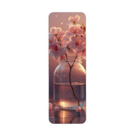 Körsbärsblomserenhet – Elegant Sakura-gren i Returadress Etikett