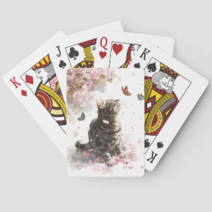 Körsbärsblomskatt och fjärilar (11) casinokort
