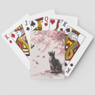 Körsbärsblomskatt och fjärilar (9) casinokort