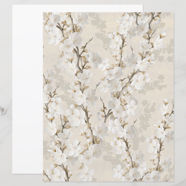 Körsbärsblomspapper för scrapbooking (Fram/baksida)