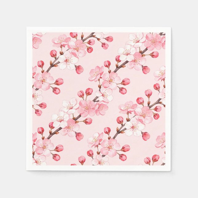 Körsbärsblomspapper Servetter, Rosa Sakura Party Pappersservett (Framsidan)
