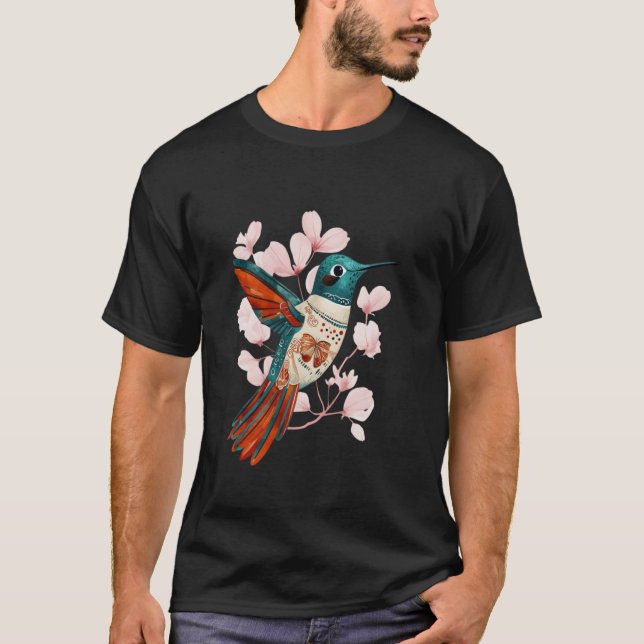 Körsbärsblomssvävare Fågel T Shirt (Framsida)