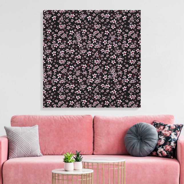 Körsbärsblomstapet Canvastryck (Insitu (Vardagsrum))