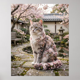 Körsbärsblomster Katt Sinnesro Poster