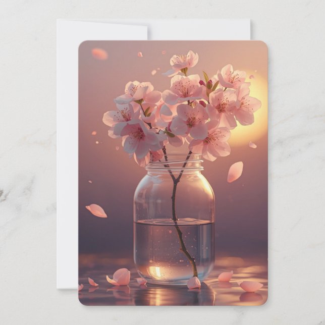 Körsbärsblomster vykort - Elegant Handritad Sakur (Framsida)