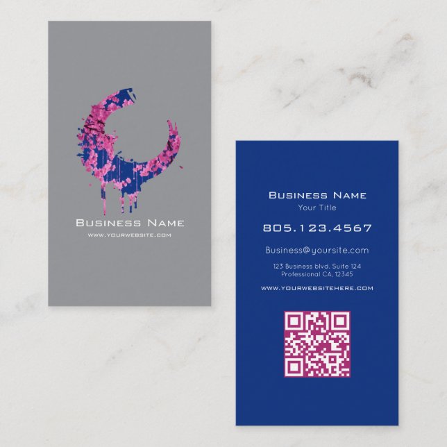 Körsbärsblomstermålad Virveldesign – Anpassad Visitkort (Fram/baksida)