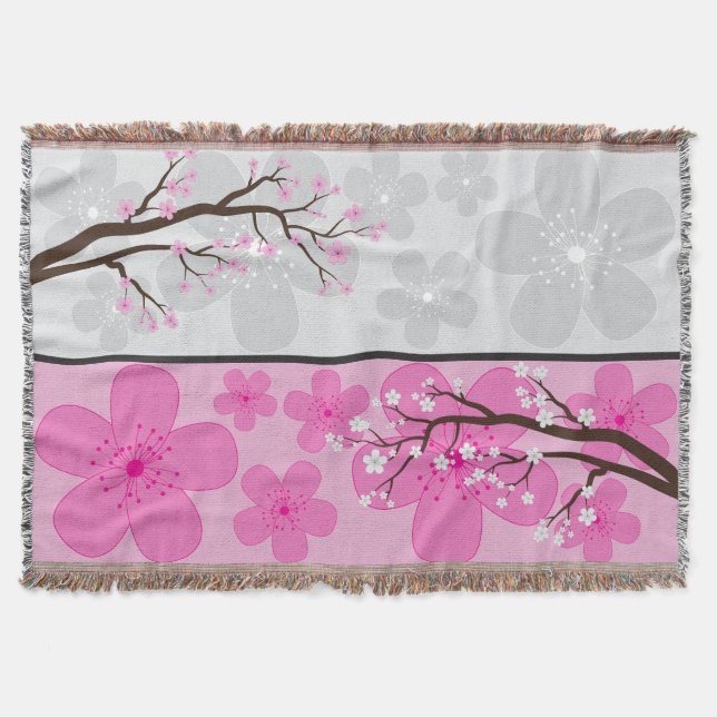 Körsbärsblomsters Banderoller Filt (Framsidan)