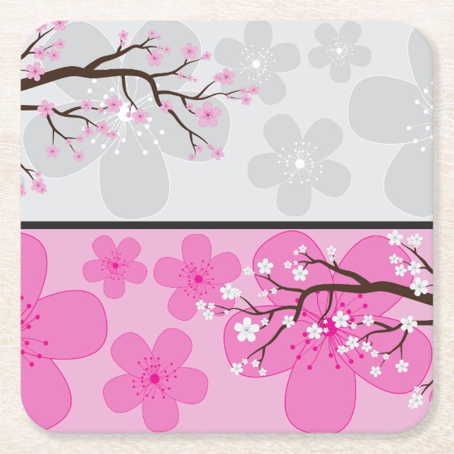 Körsbärsblomsters Banderoller Underlägg Papper Kvadrat (Framsidan)