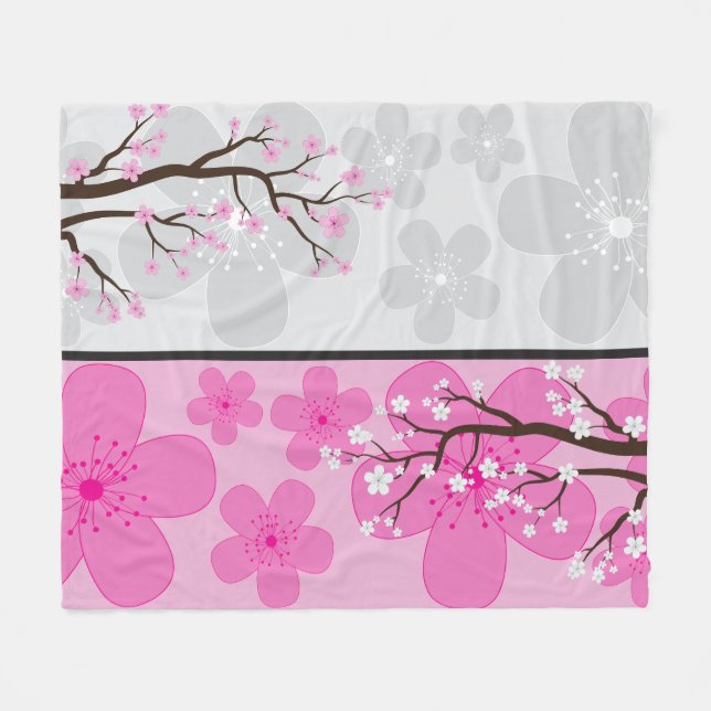 Körsbärsblomsters Banners Fleecefilt (Framsidan (Horisontell))