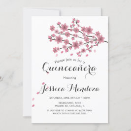 Körsbärsblomstrande Quinceañera Sweet 16 Inbjudningar