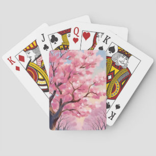 Körsbärsblomstrande Träd Rosa Blommig Målning Casinokort