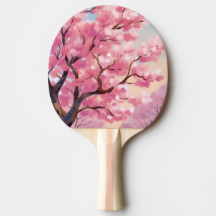 Körsbärsblomstrande Träd Rosa Blommig Målning Pingisracket