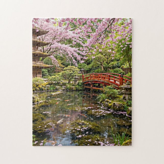 Körsbärsblomstrande trädgård pussel (Vertikal)