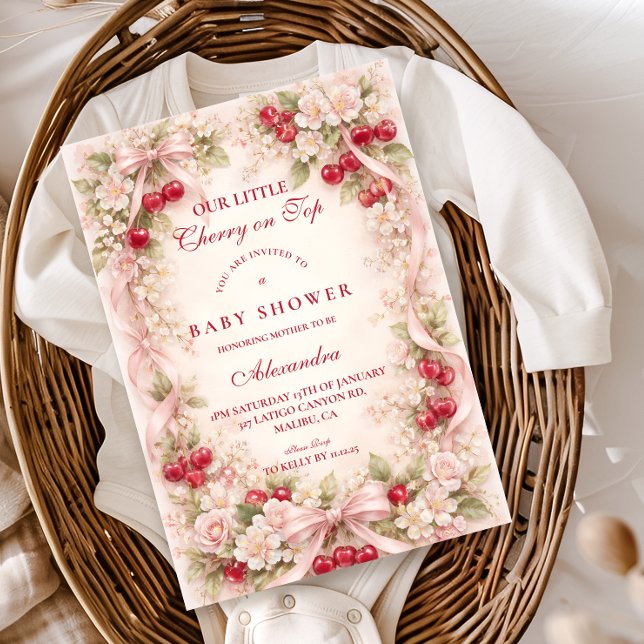 Körsbärsblomstrande Trädgårds Baby Shower Inbjudningar (Skapare uppladdad)