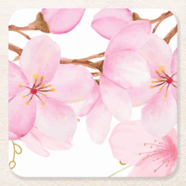Körsbärsblomstrestryck Underlägg Papper Kvadrat (Framsidan)