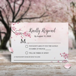 Körsbärsblomvattenfärg Rosa Blommig Bröllop RSVP OSA Kort